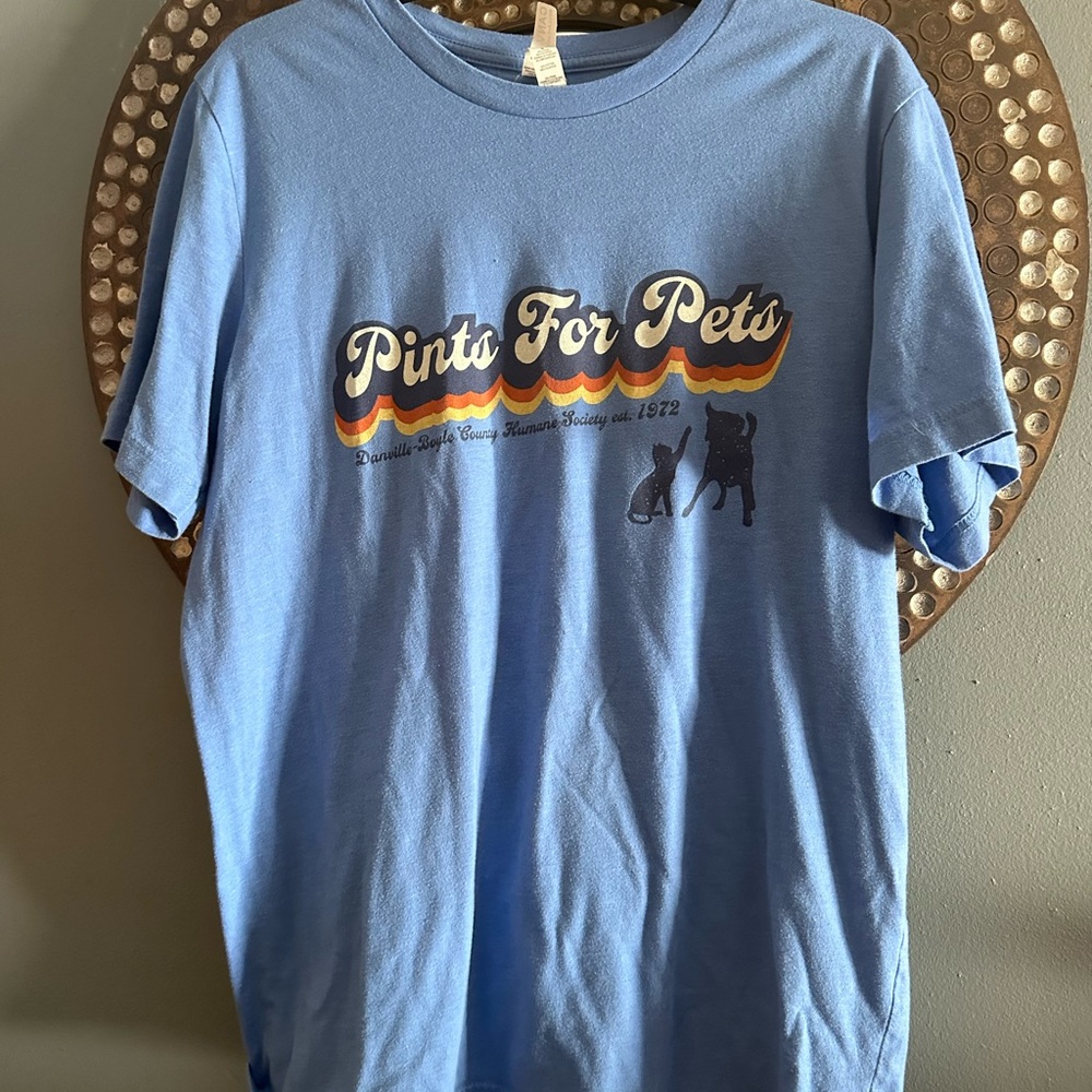 Pints For Pets Blue Graphic T-Shirts 
2 shirts. Size large